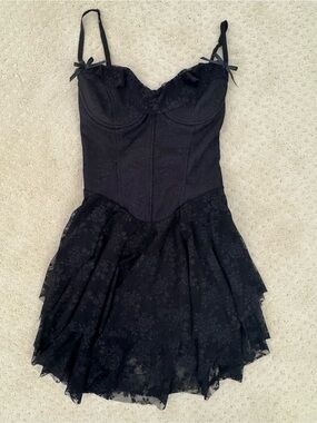 Black Lace Corset Babydoll Dress
